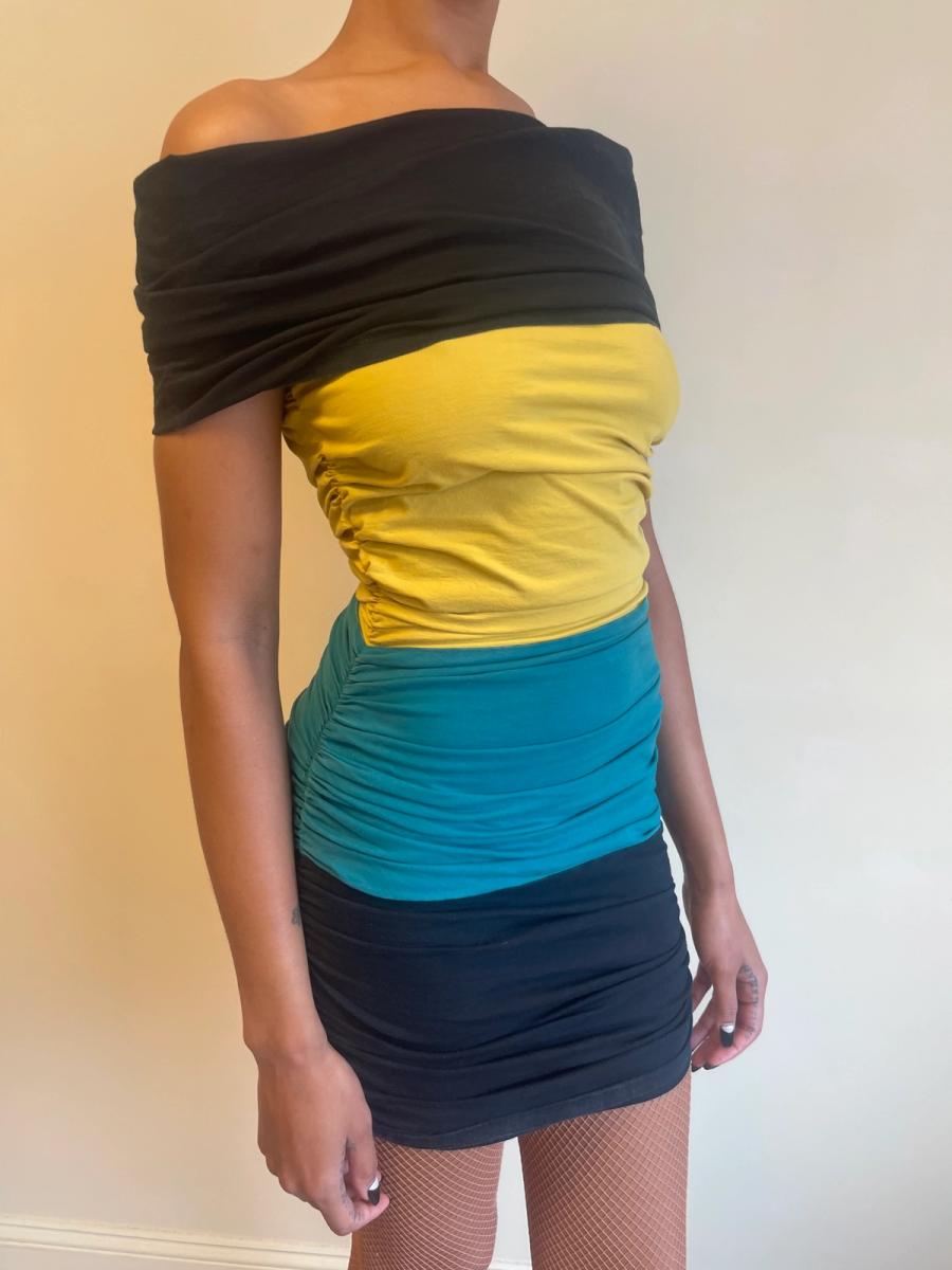 80s Victorio & Lucchino Tri-Color Dress product image