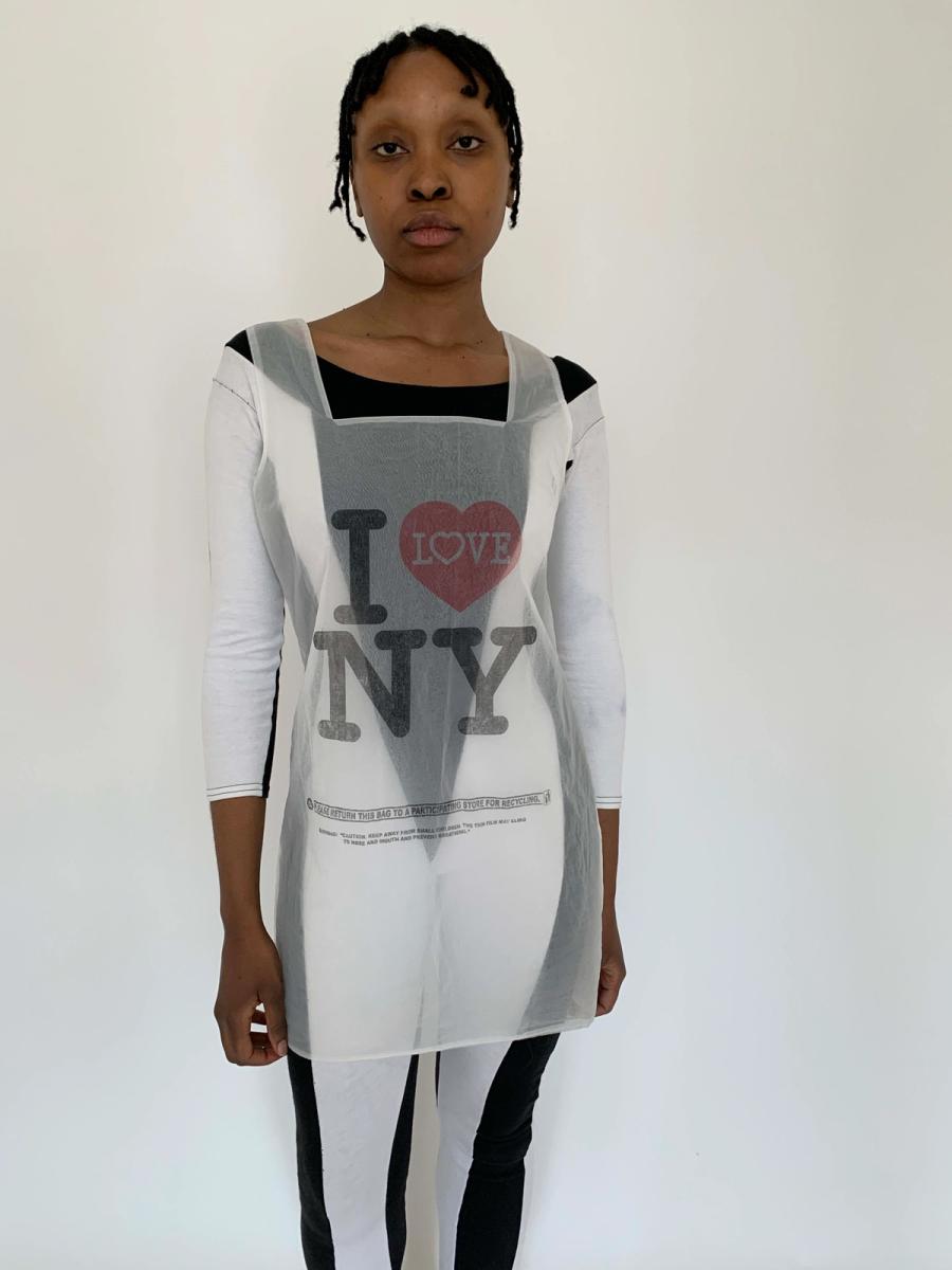 Jeremy Scott "I Love NY" Plastic Bag Dress