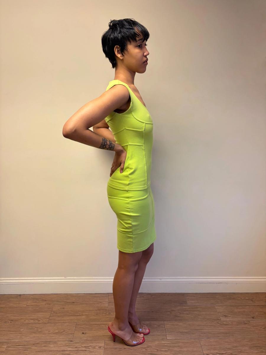 80s Claude Montana Lime Green Seamed Set product image