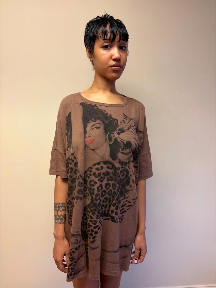 80s Krizia Big Cat and Pin-up Girl Tunic product image