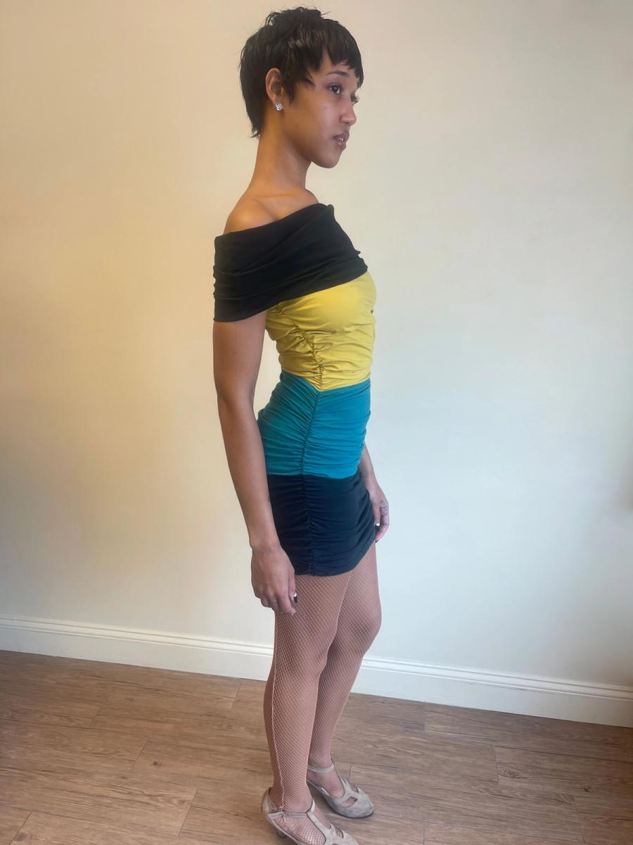 80s Victorio & Lucchino Tri-Color Dress product image