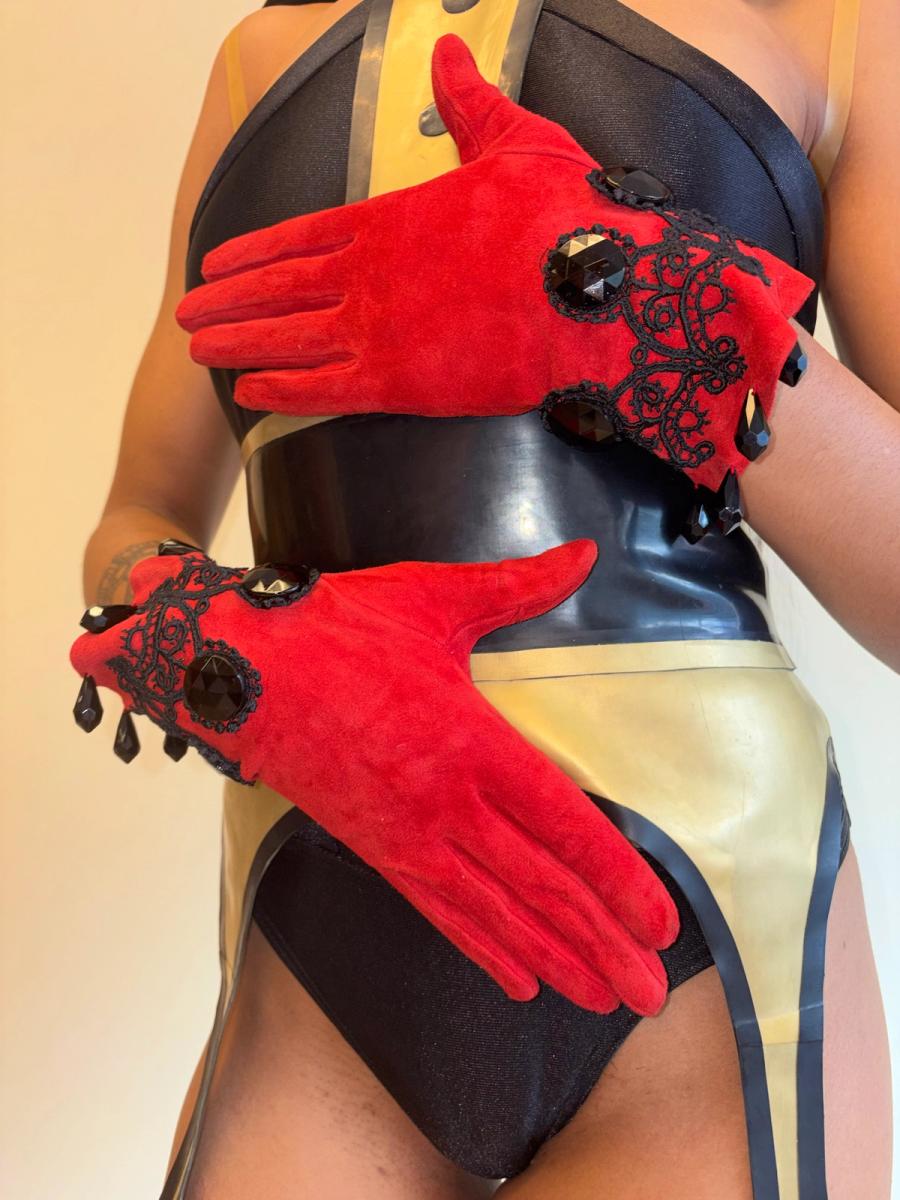 Chantal Thomass Suede Gloves With Jeweled Embellishment  product image