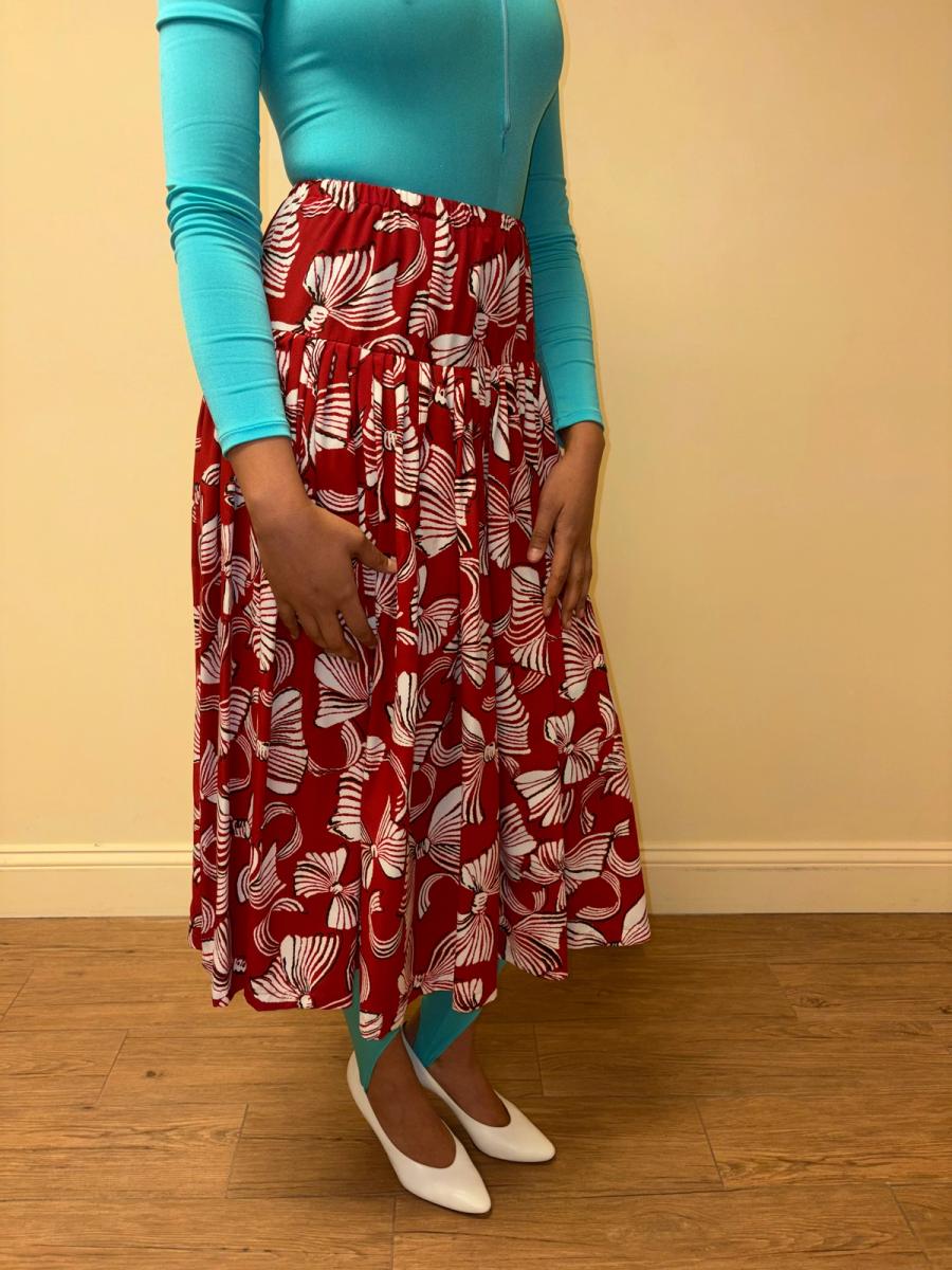 80s Norma Kamali Red Bow Skirt product image