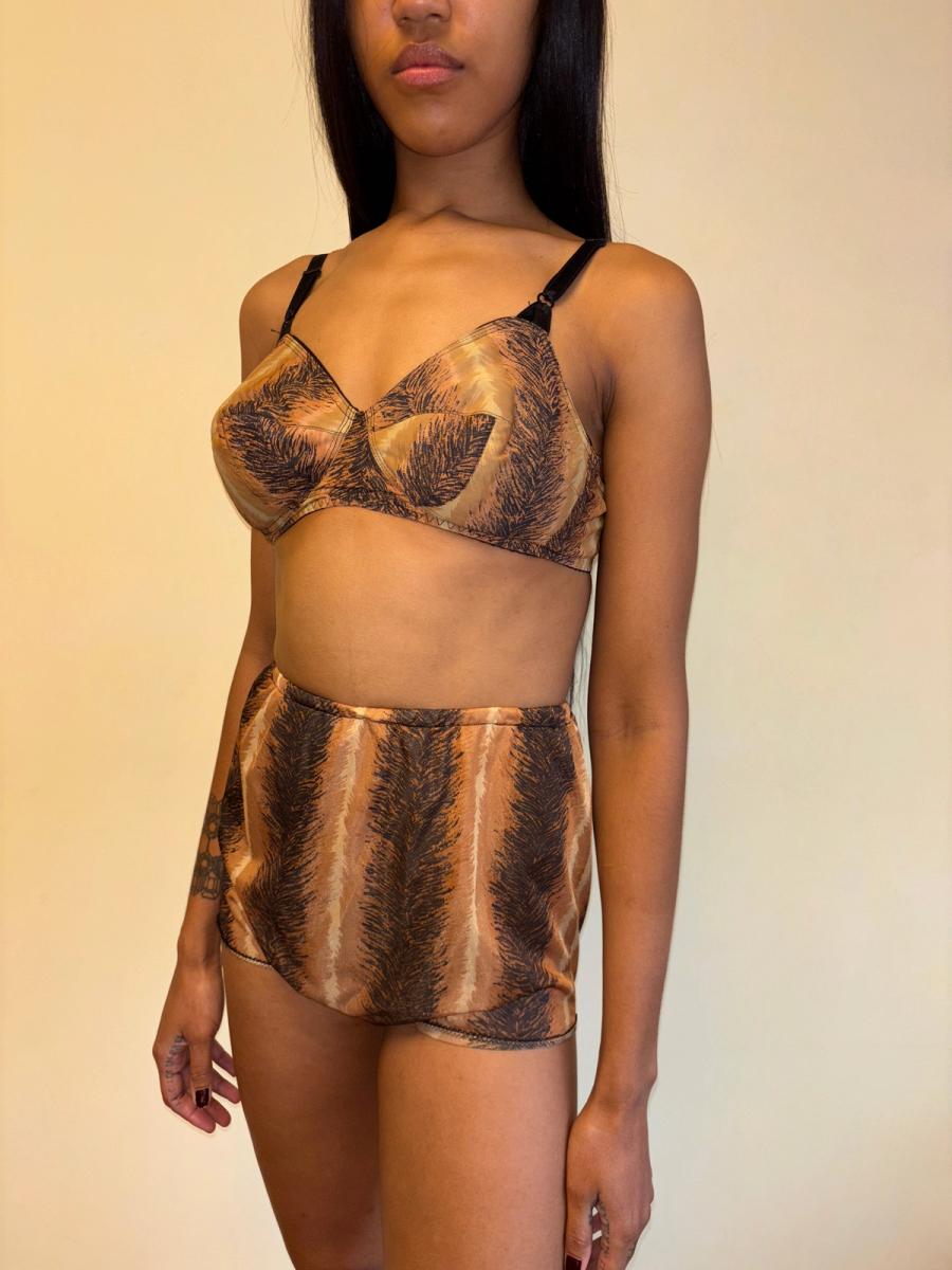 60s or 70s Four Piece Tiger Print Lingerie Set product image
