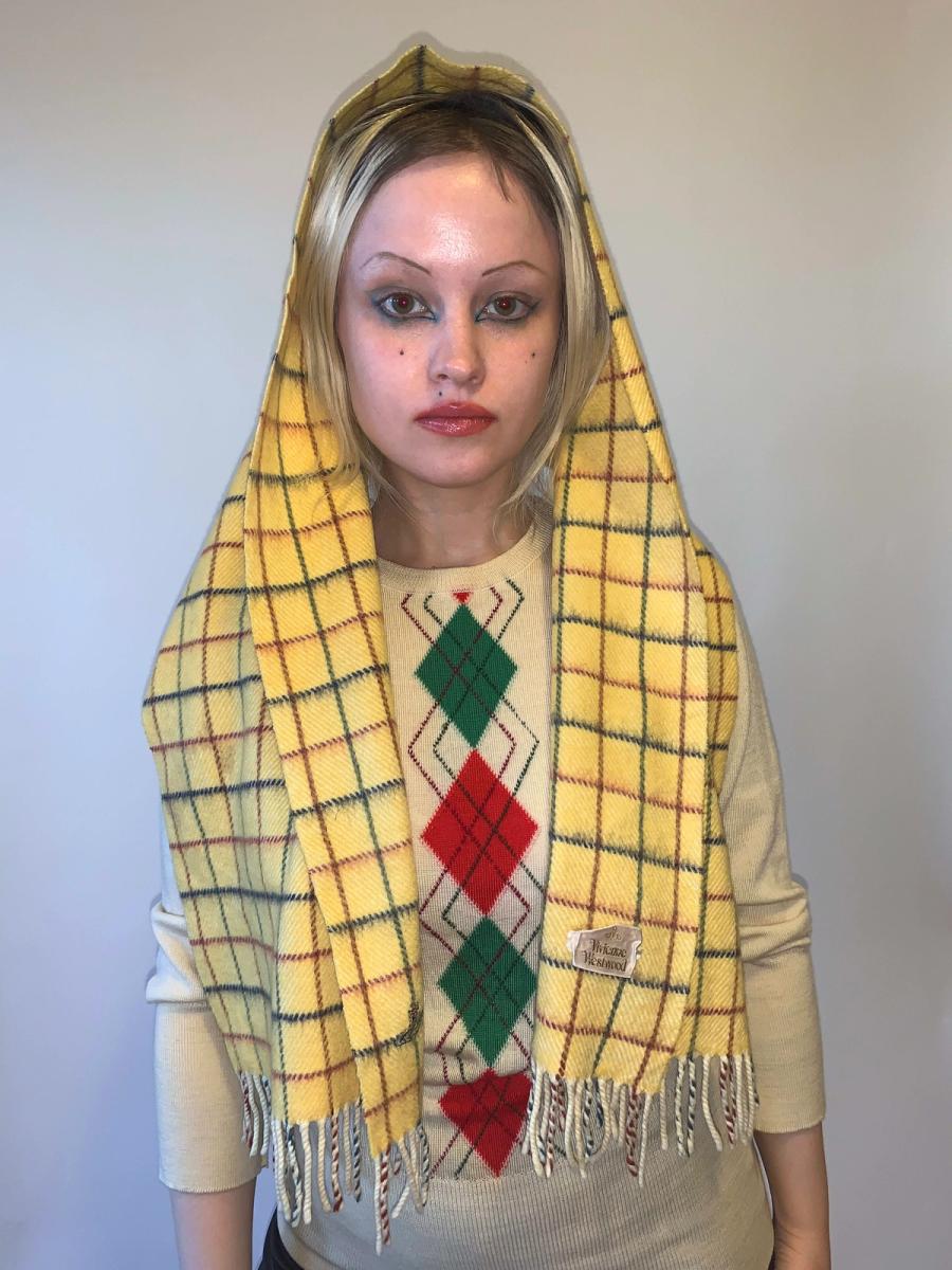 90s Vivienne Westwood Windowpane Plaid Scarf product image