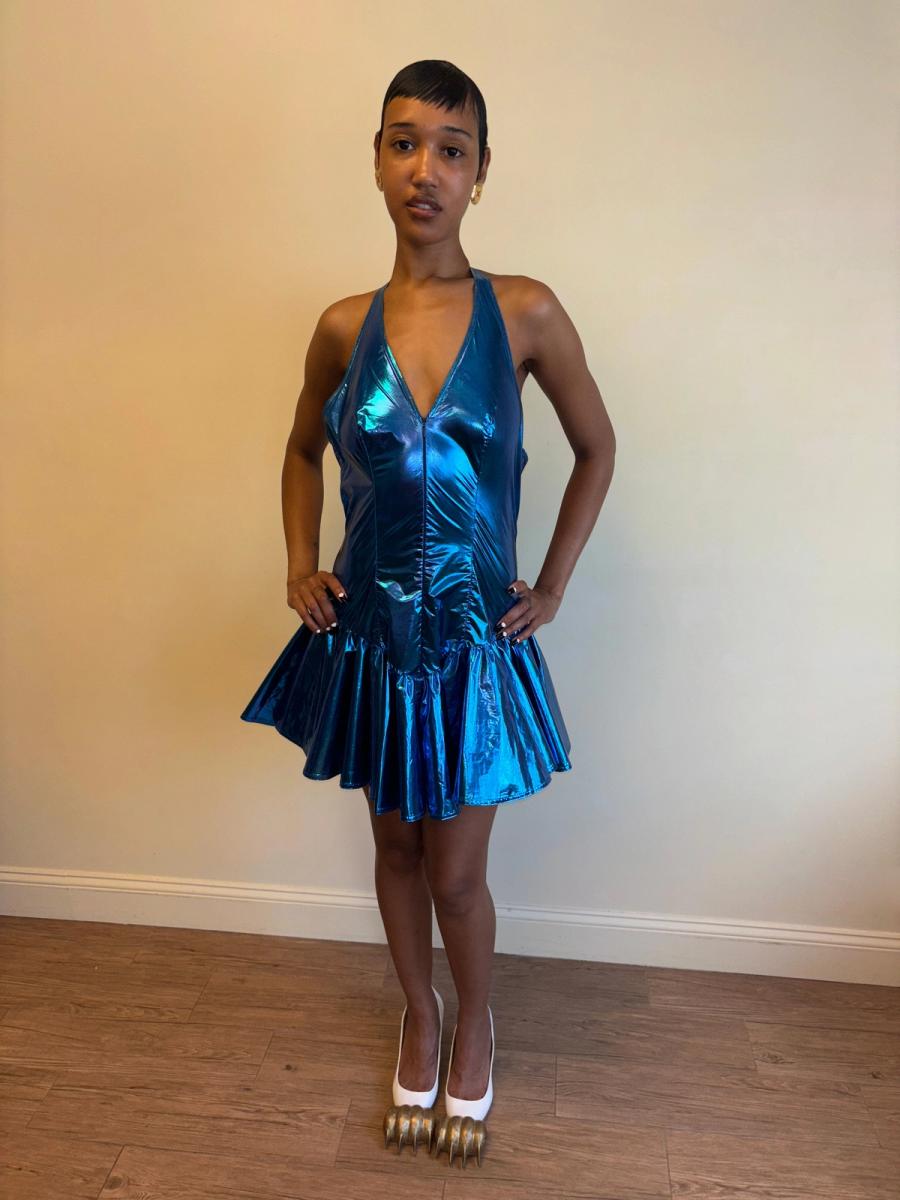 80s Yvan & Marzia Electric Blue Dress product image