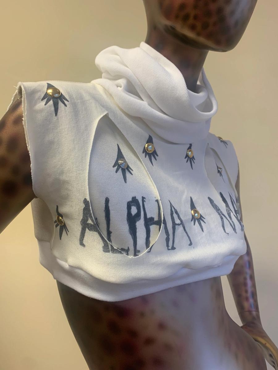 Alpha Male Silk Knit Studded Top With Cowl Neck product image