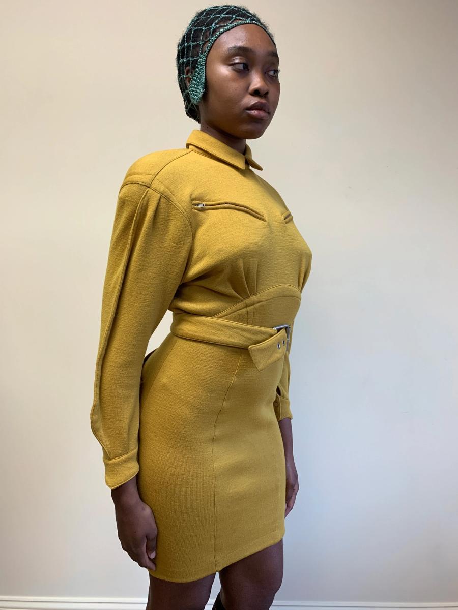 80s Thierry Mugler Knit Belted Dress product image