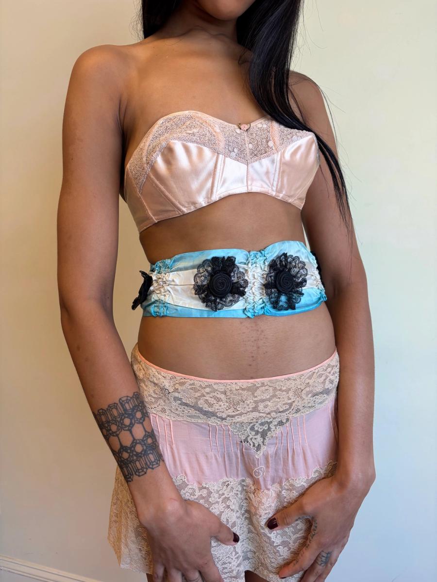1890s Moiré Turquoise Sash product image