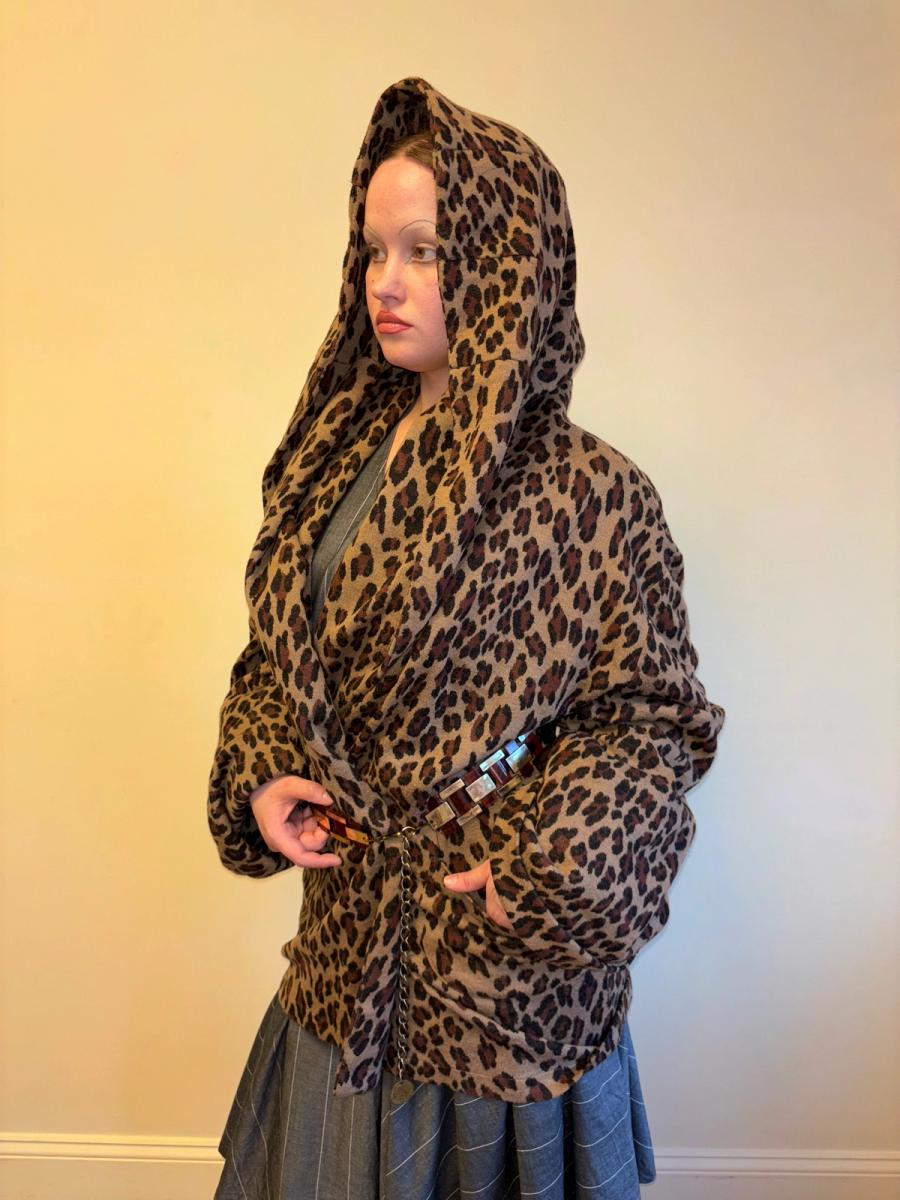 80s Norma Kamali Leopard Sweater with Hood product image