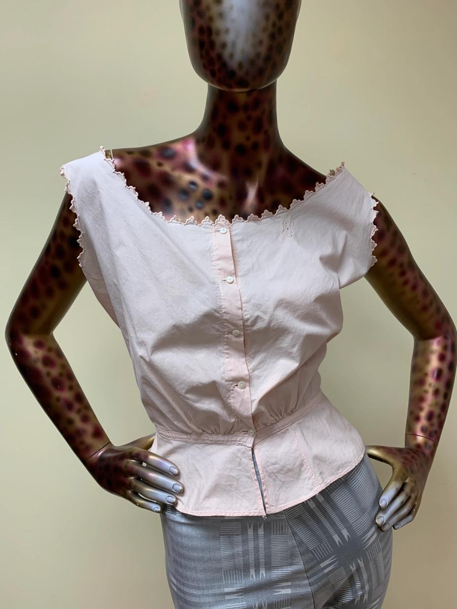 Antique Embroidered Pink Cotton Corset Cover product image