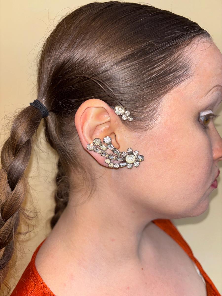 40s or 50s Rhinestone Ear Cuffs product image
