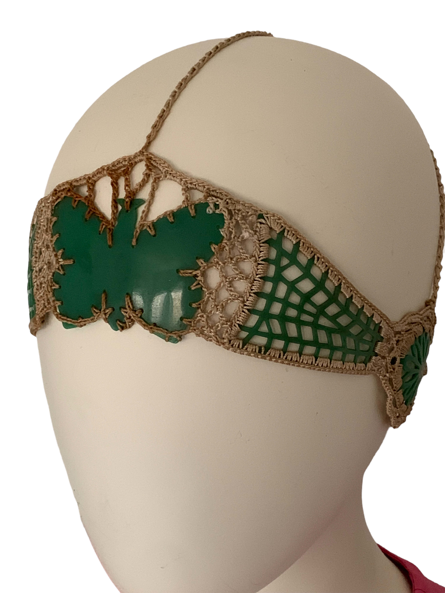 1920s French Celluloid Macrame Butterfly Headdress product image