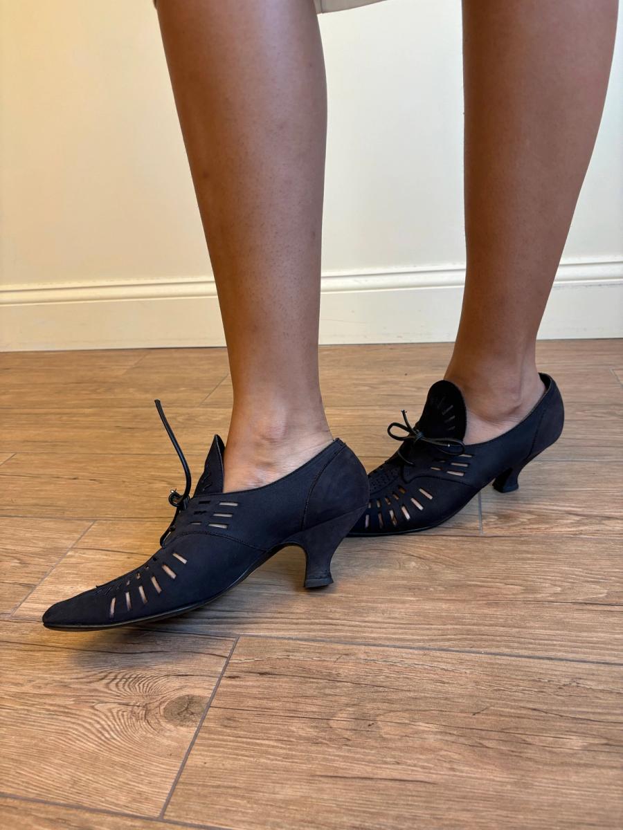 1980s Norma Kamali Cutout Suede Shoes  product image