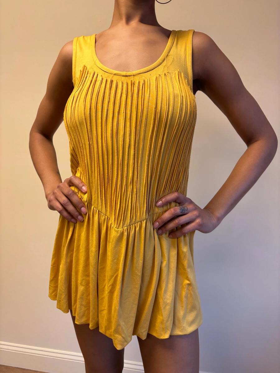 80s Koos Van Den Akker Shredded Yellow Bubble Dress product image