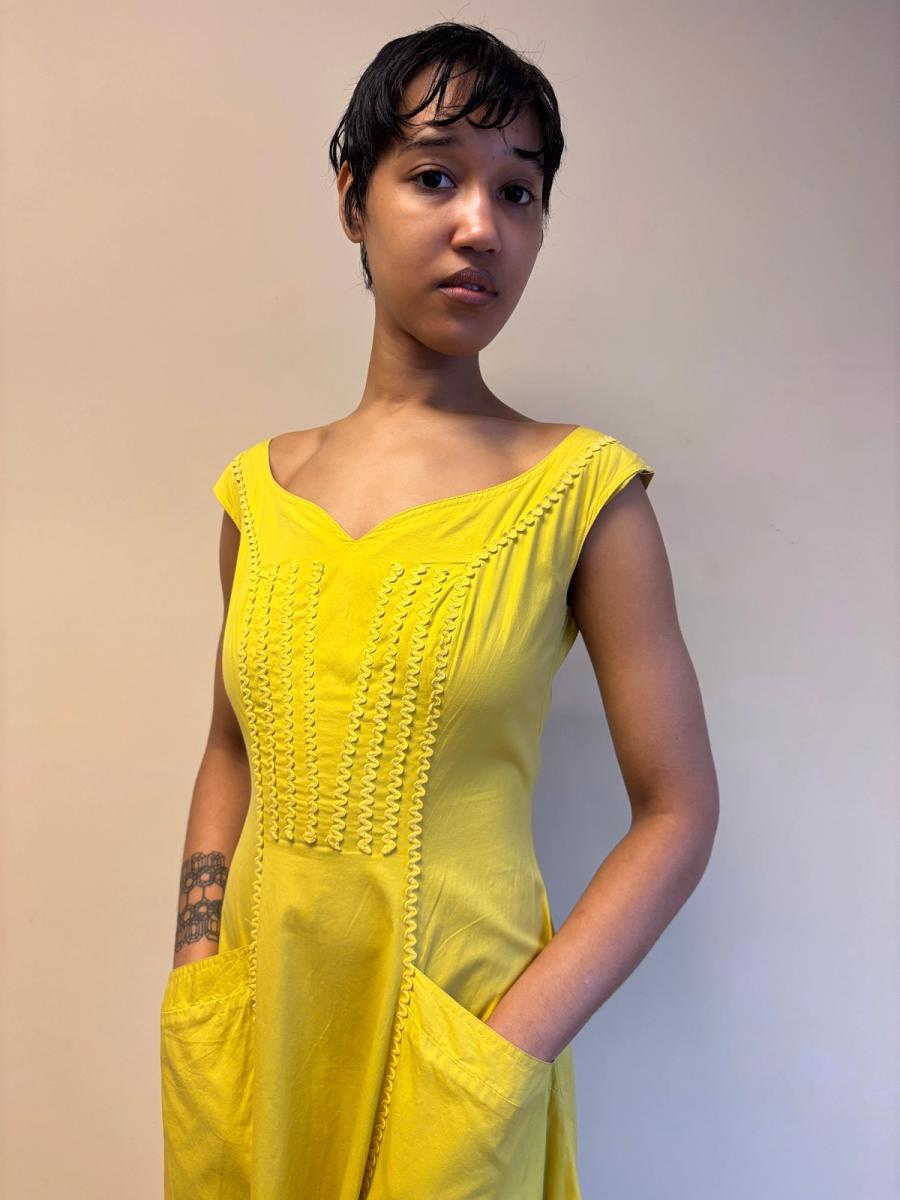 Chantal Thomass Yellow Full Skirted Ricrac Dress product image