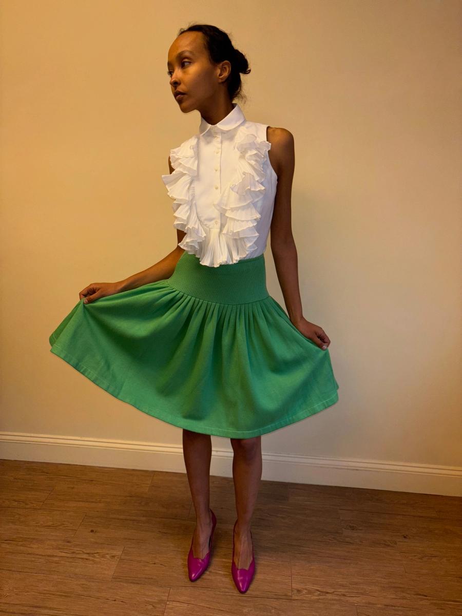 80s Norma Kamali Green Sweat Skirt product image