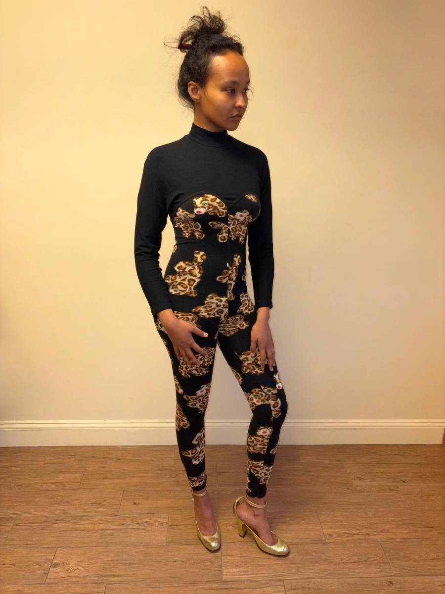 80s Yvan & Marzia Stuffed Leopard Print Bodysuit product image
