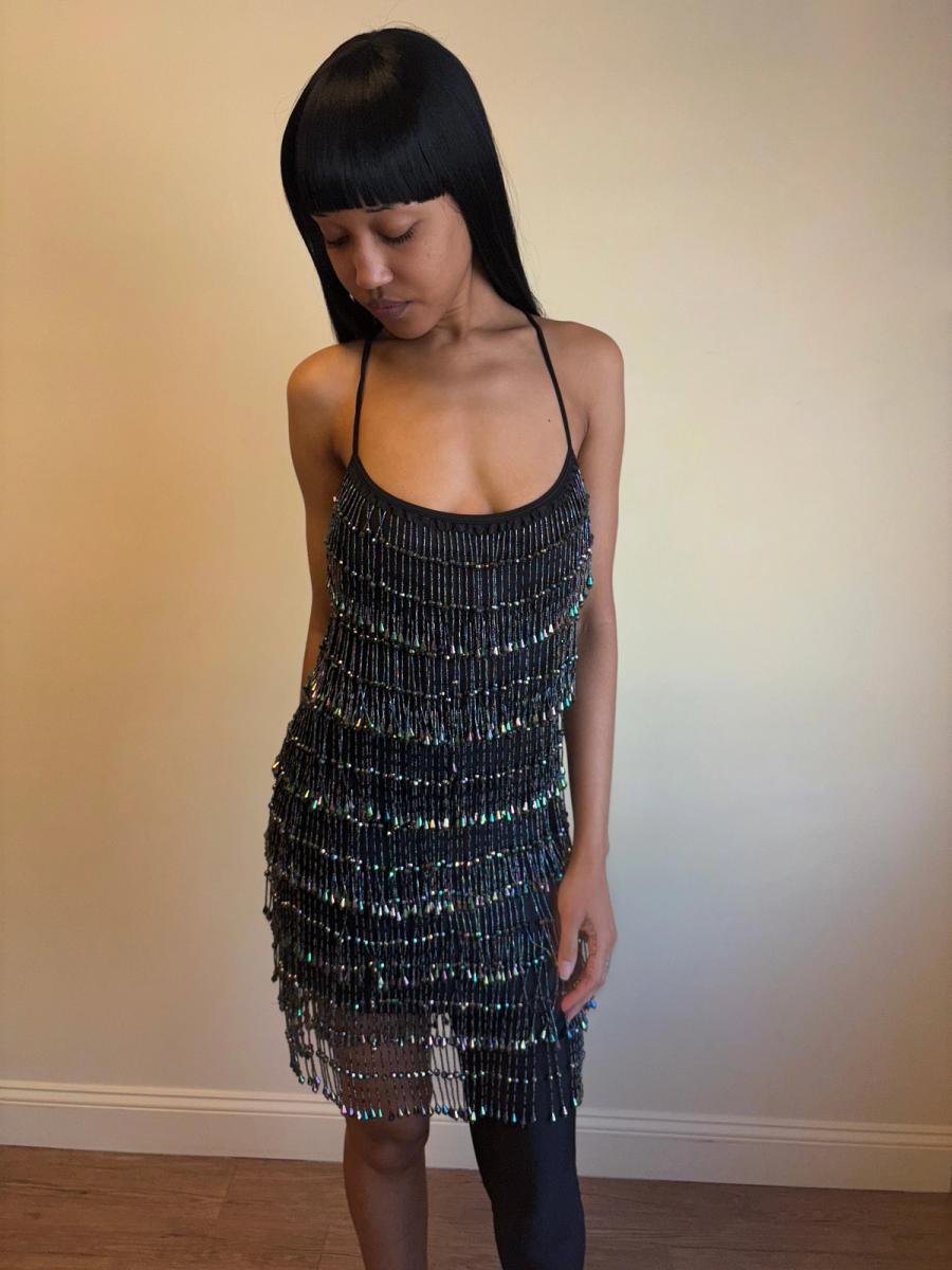 1980s Helen Storey Beaded Tassel Dress product image