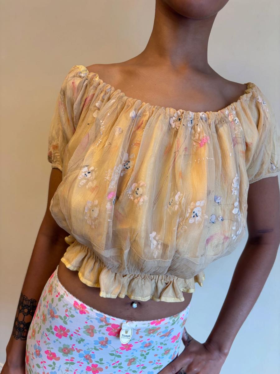 Vintage French Handpainted Silk Top product image