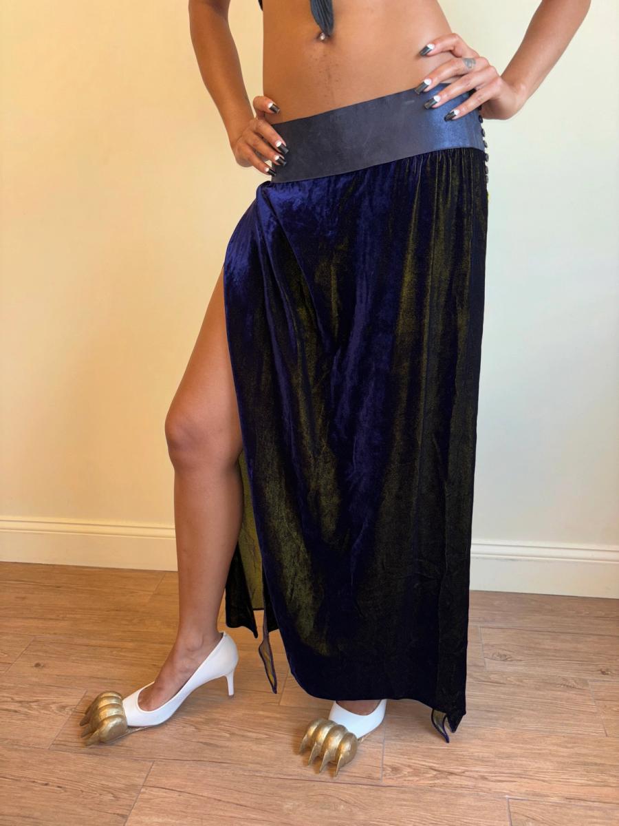 90s Krizia Changeable Velvet & Leather Skirt 