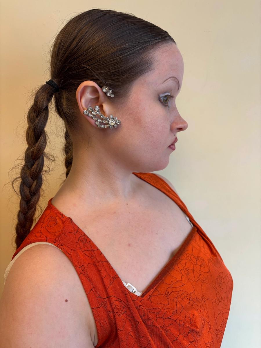 40s or 50s Rhinestone Ear Cuffs product image