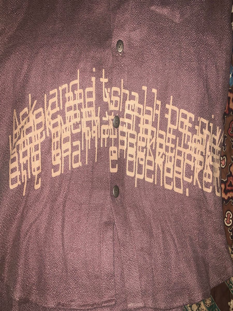 Beauty: Beast Digital Text Linen Button Down product image