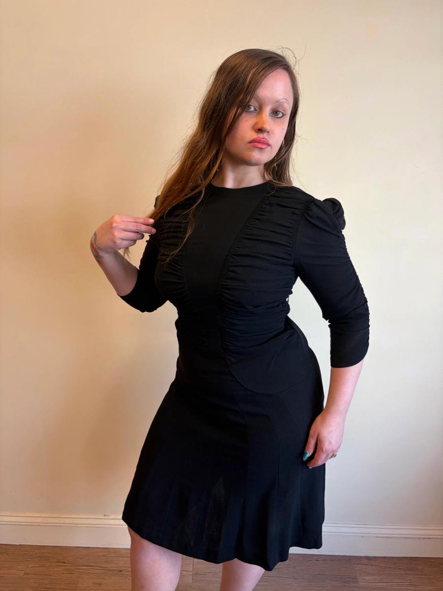 Norma Kamali OMO 80s does 40s Ruched Crepe Dress product image