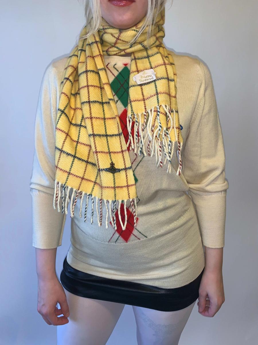 90s Vivienne Westwood Windowpane Plaid Scarf product image