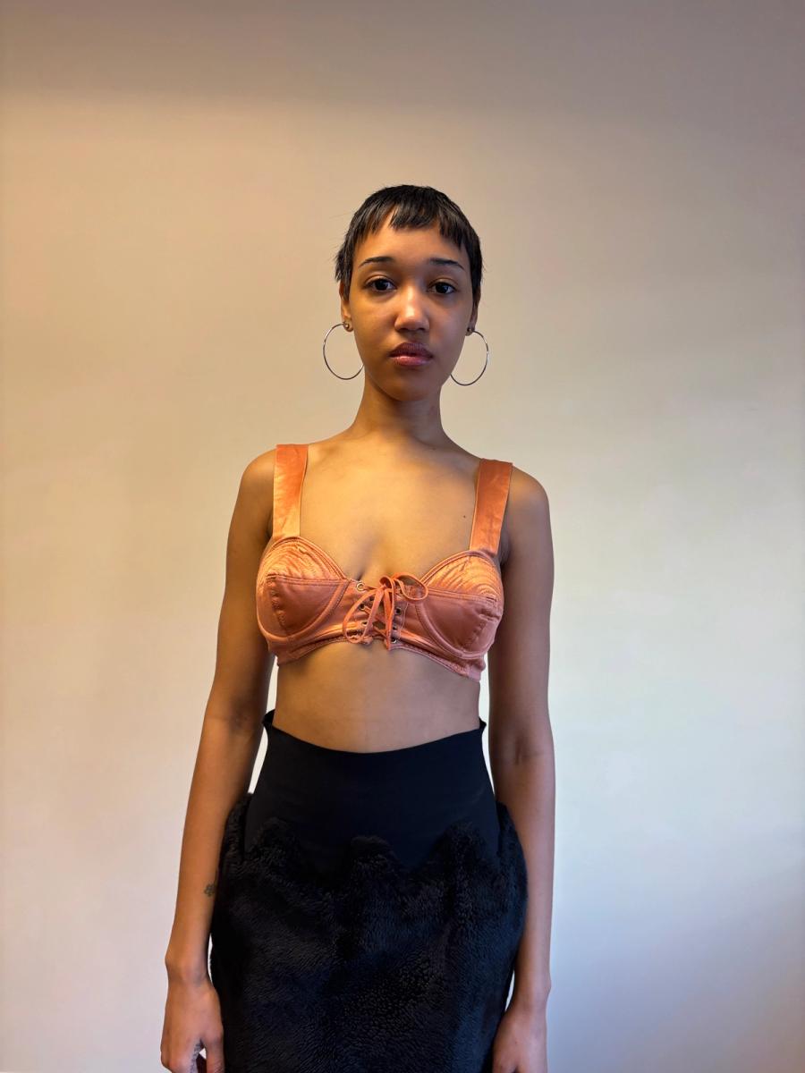 1980s Gaultier Junior Peach Satin Bullet Bra Top product image