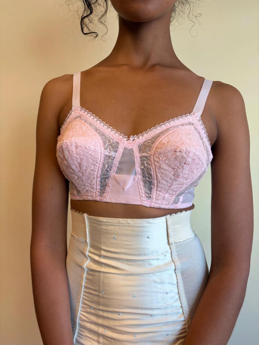 50s Pink Lace Cutout Bra product image