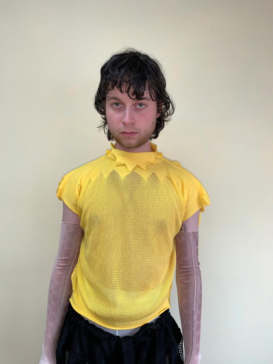 Issey Miyake APOC Yellow Pleated Top With Hood product image