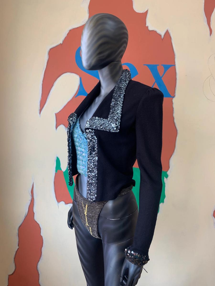 70s Biba Stretch Jacket with Sequin Trim product image