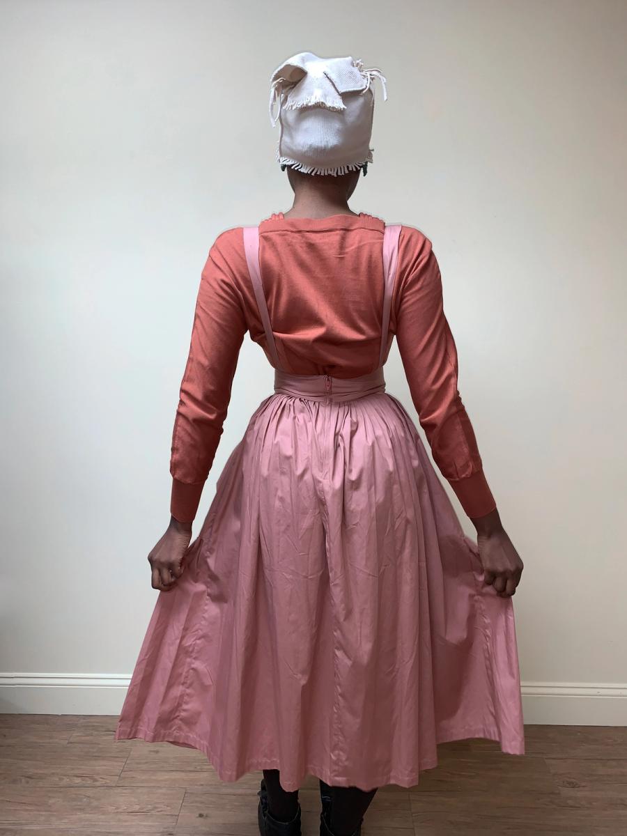 80s Norma Kamali Large Pocket Suspender Skirt product image