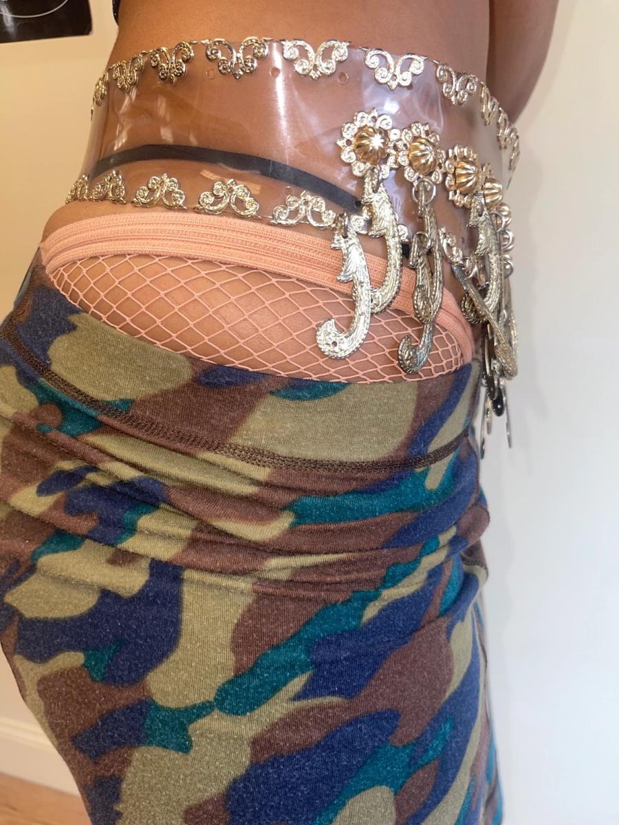 1980s French Vinyl Belt with Metal Charms product image