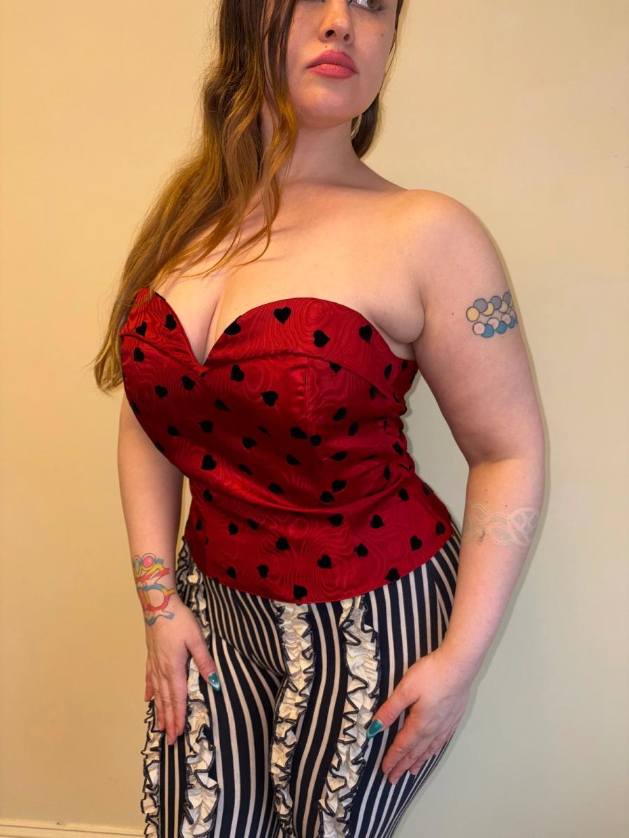 80s Krizia Moiré Flocked Bustier  product image