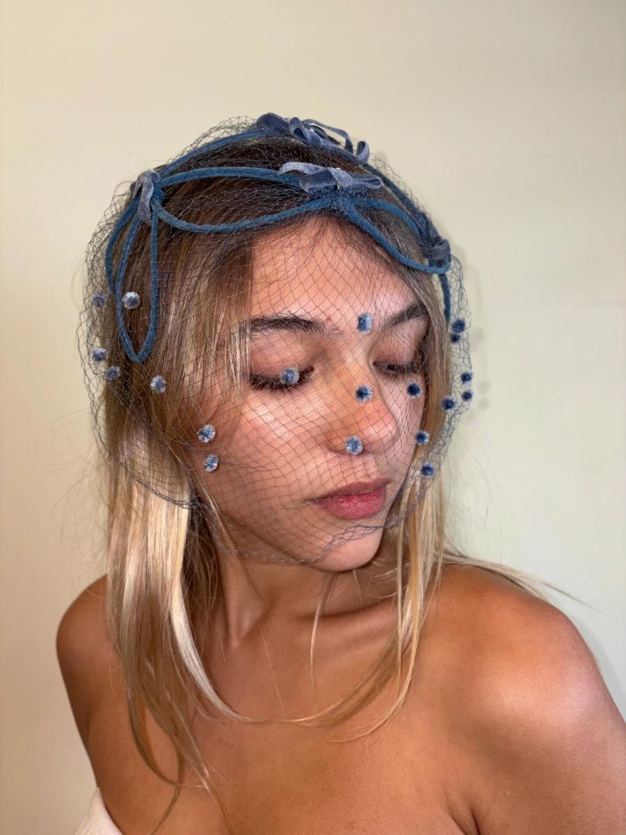 1950s Velvet Dot Net Headpiece product image