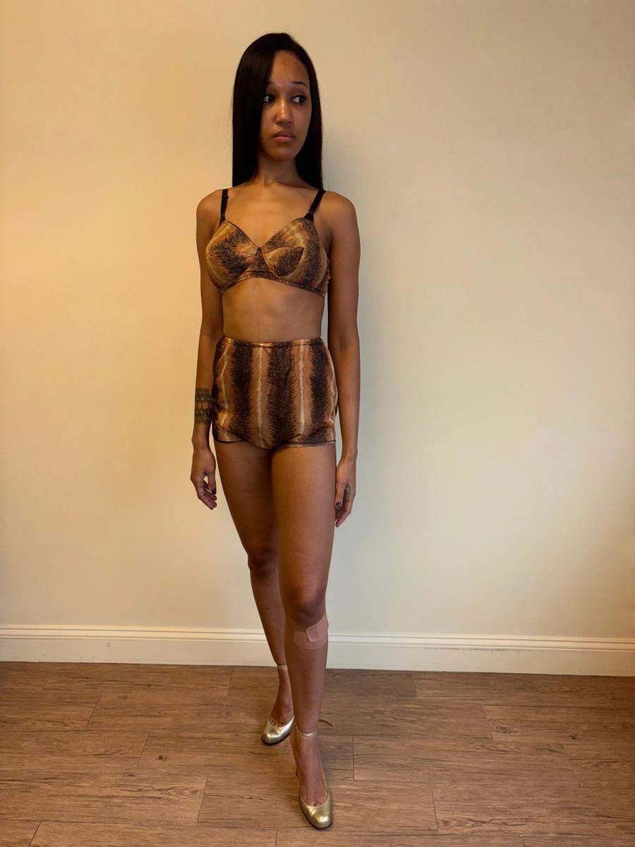 60s or 70s Four Piece Tiger Print Lingerie Set product image
