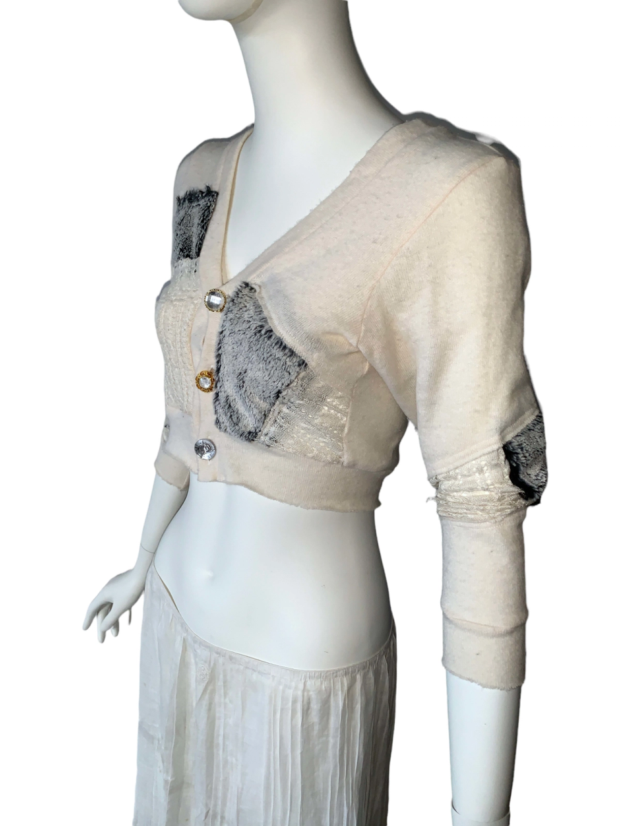 Nozomi Ishiguro Faux Fur Patchwork Sweater product image