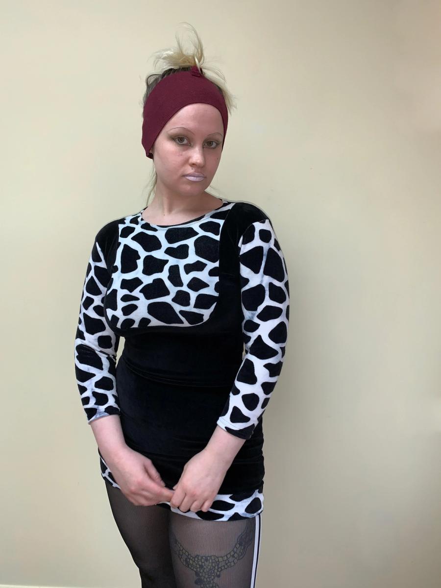 1980s Cow Print Velvet Dress product image