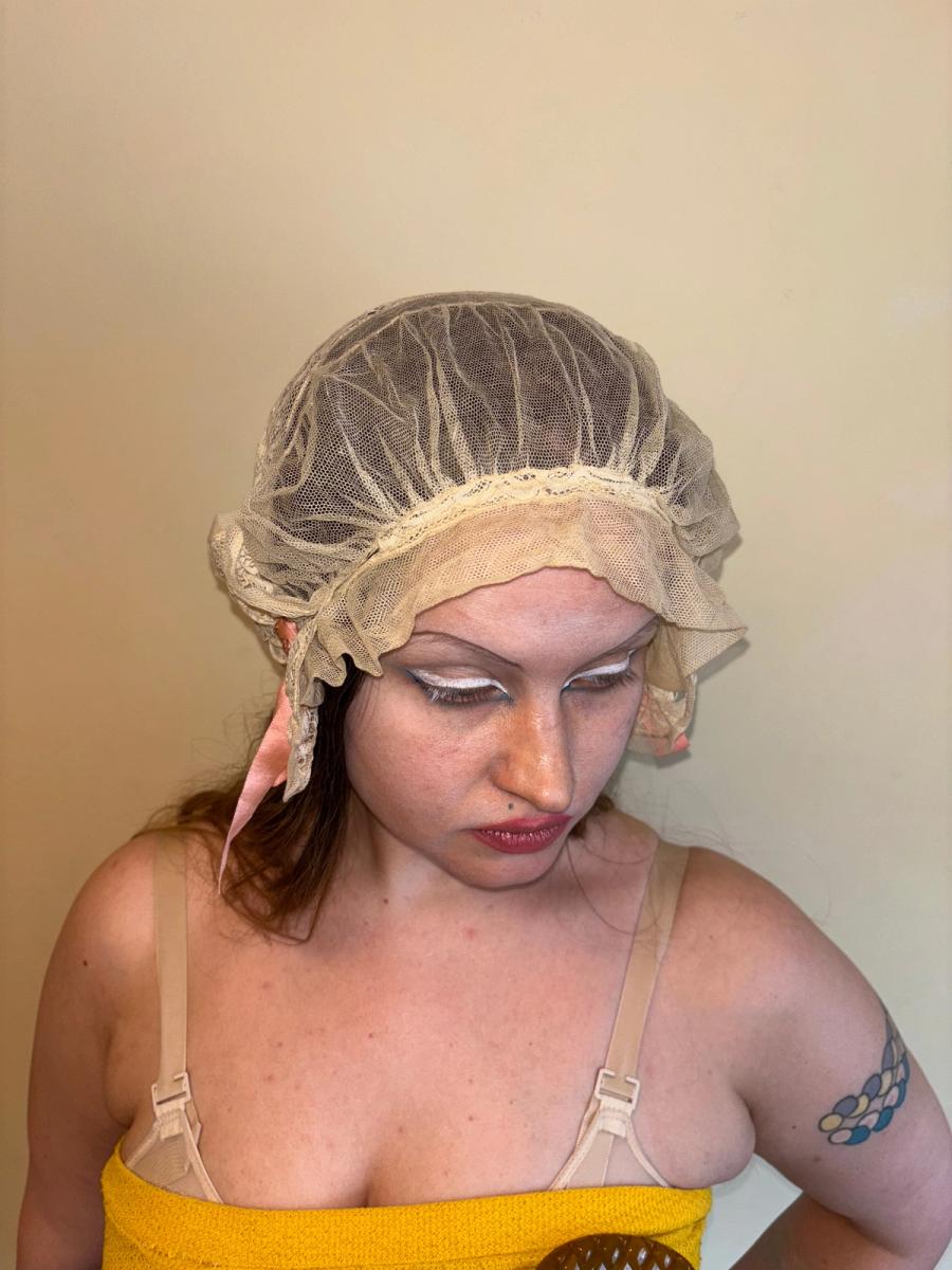 1920s Bonnet with Pink Ribbons product image