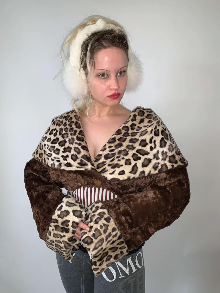 Norma Kamali Leopard Shawl Cropped Jacket  product image