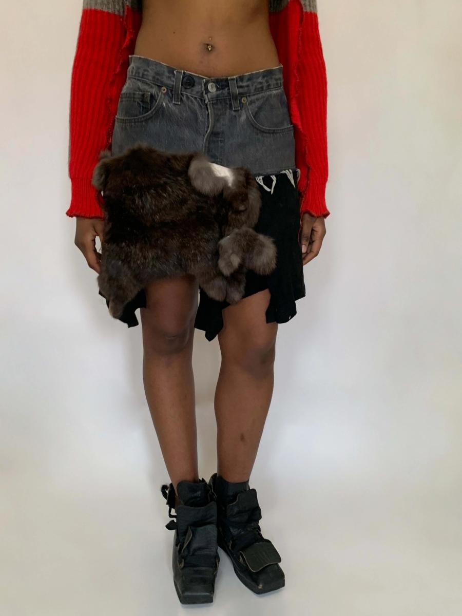 Tomoki Yurita Patchwork Fur Skirt