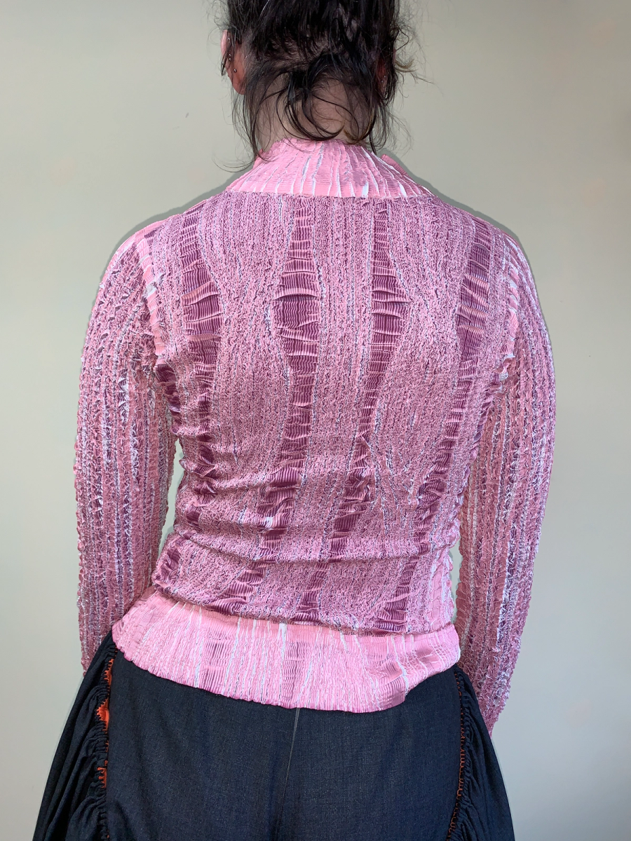 90s Yoshiki Hishinuma Pink Pleated Top product image