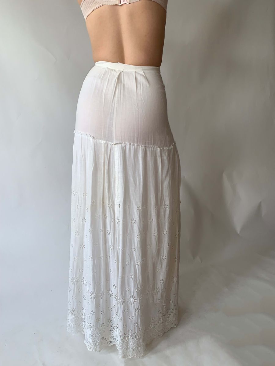 Rare c 1908 Eyelet Daisy Formal Tea Skirt product image