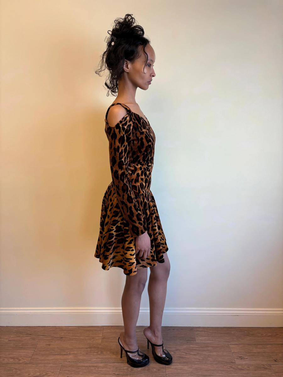 80s Norma Kamali Velvet Cheetah Print Set product image