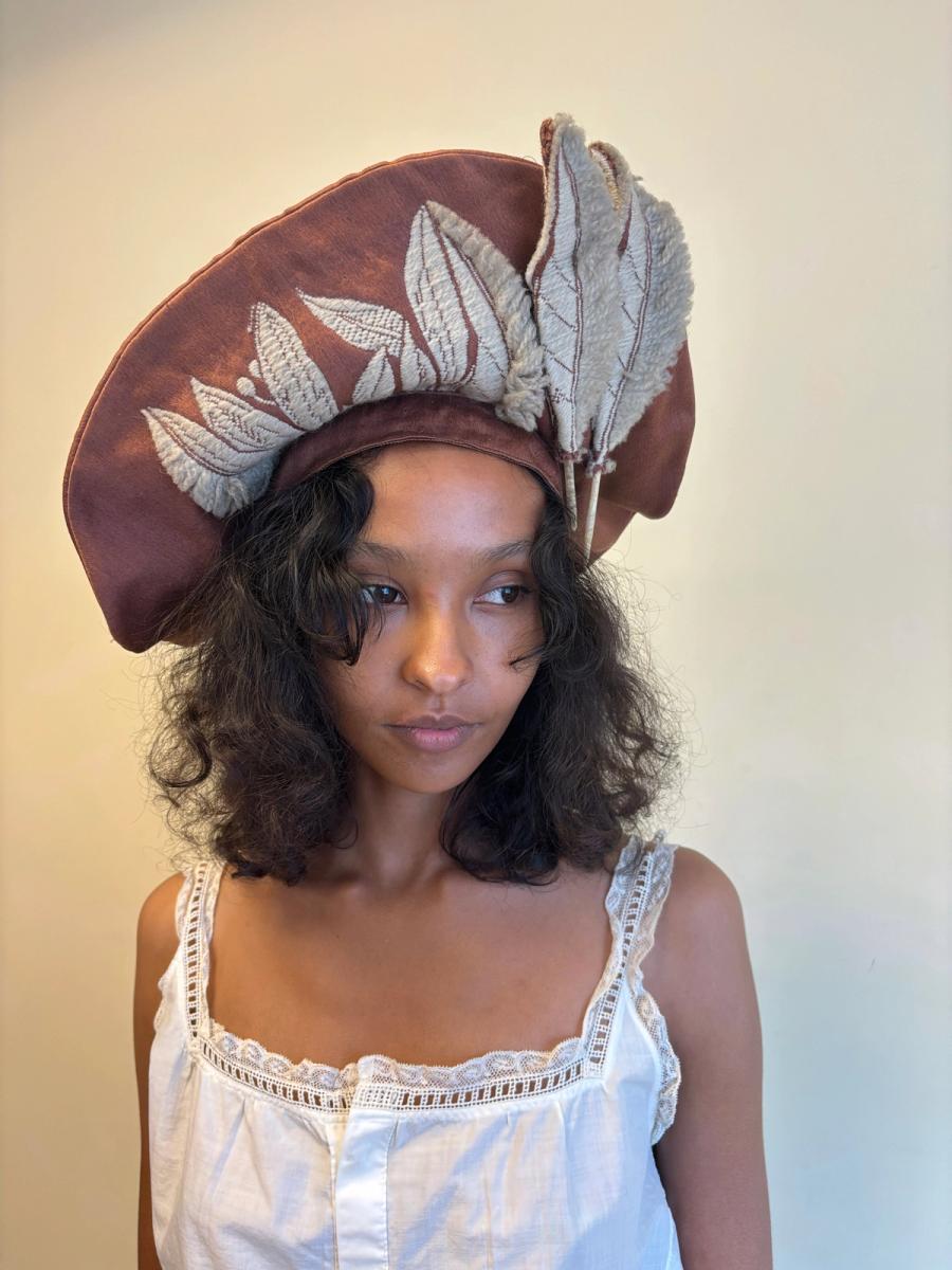 Unusual Midcentury Hat With Tromp L'oeil & Real Feather  product image
