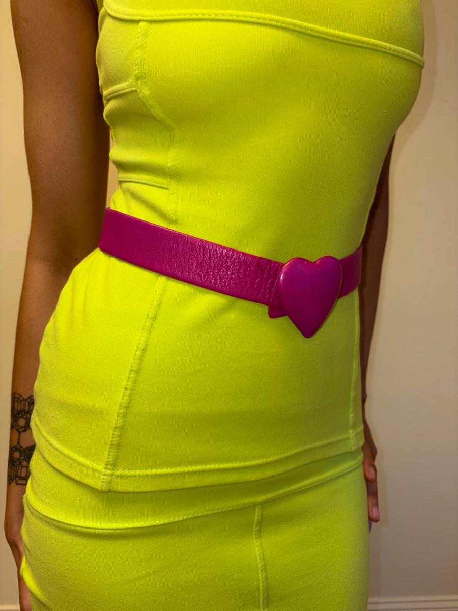 80s Chantal Thomass Pink Leather Heart Belt product image