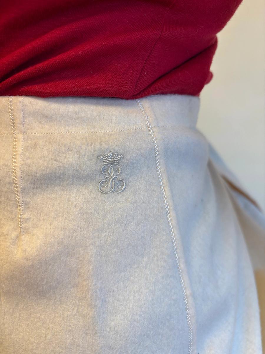 Antique French Short Flannel Petticoat with Scalloped Silk Trim  product image