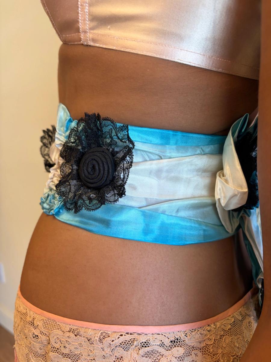 1890s Moiré Turquoise Sash product image